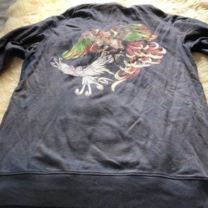 Bleach washed artist zip front hoodie size L